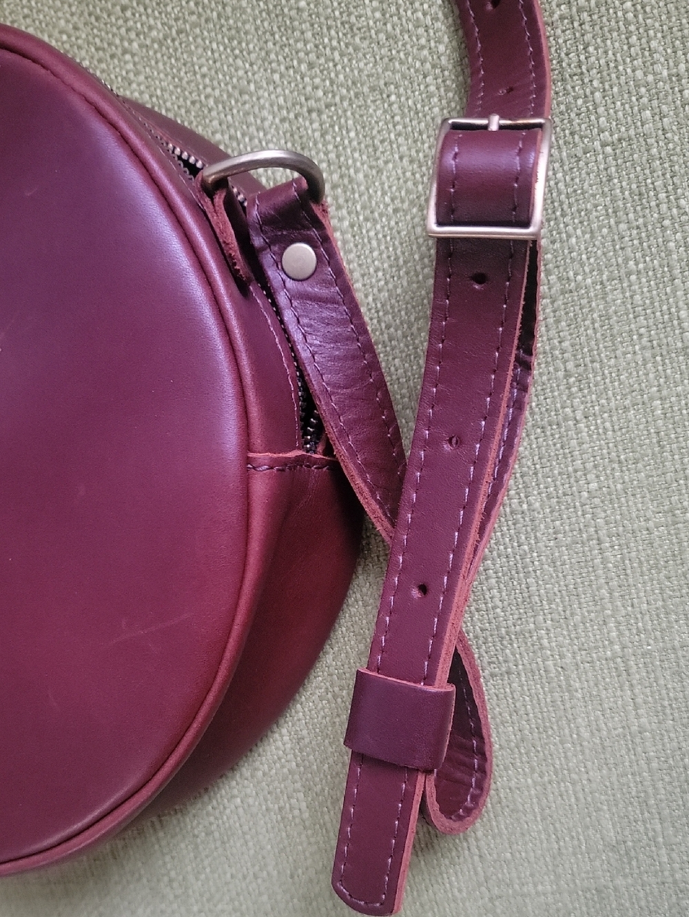 Portland Leather Round Crossbody Bag in Cognac Brown - Picture 12 of 13